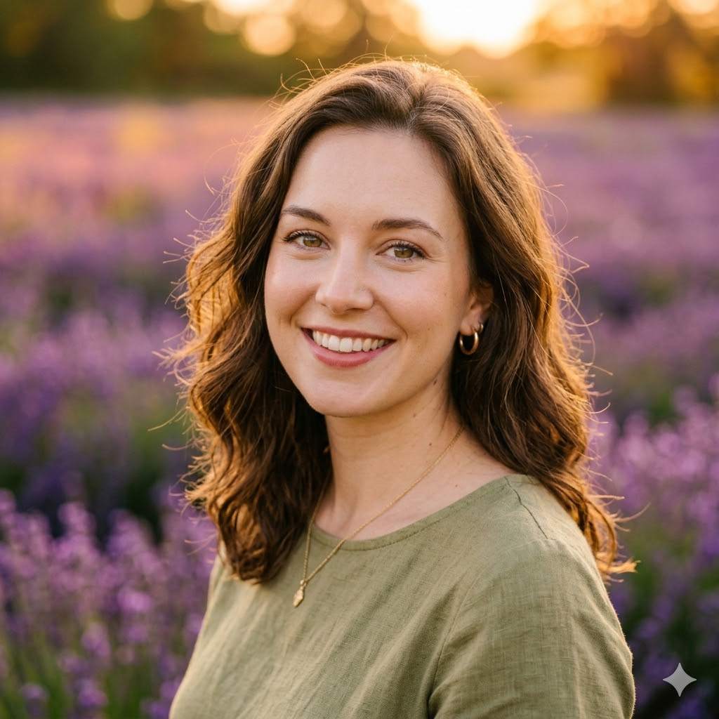Foto realista de uma mulher de perfil.